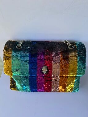 Kurt Geiger London Rainbow Sequin Kensington Chain Shoulder Bag Statement Purse